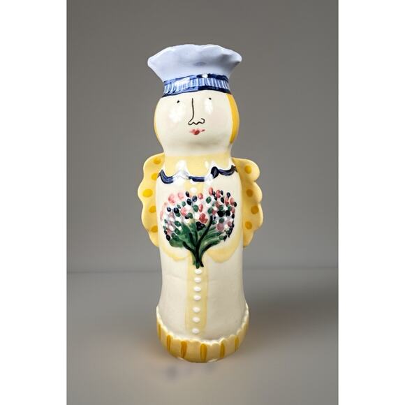 Gritter Van Noord Heather Lane Pottery ANGEL Candle Holder Vase Hand Painted - Picture 1 of 7